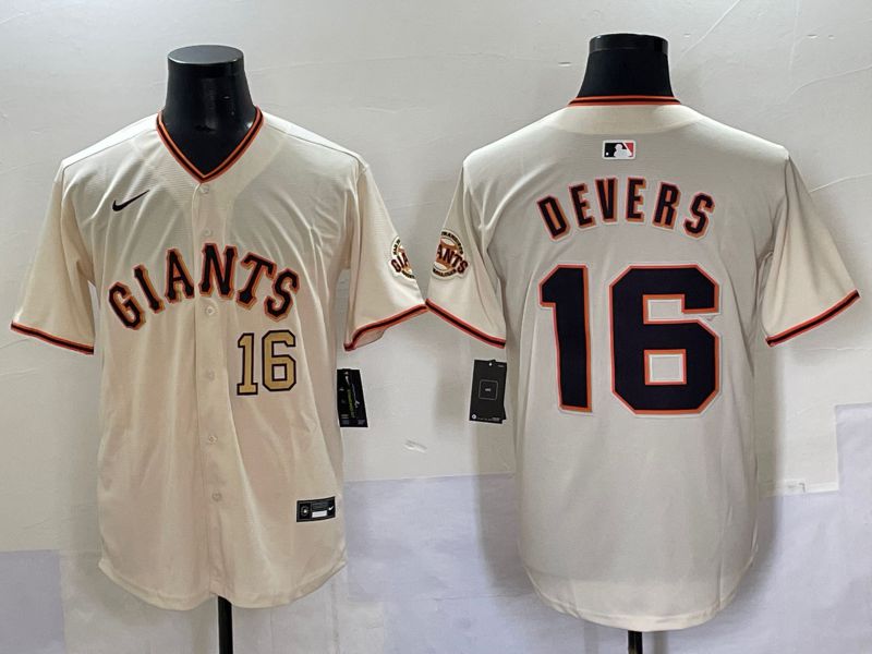 Men 2025 San Francisco Giants #16 Devers Cream Game Nike MLB Jersey style 49